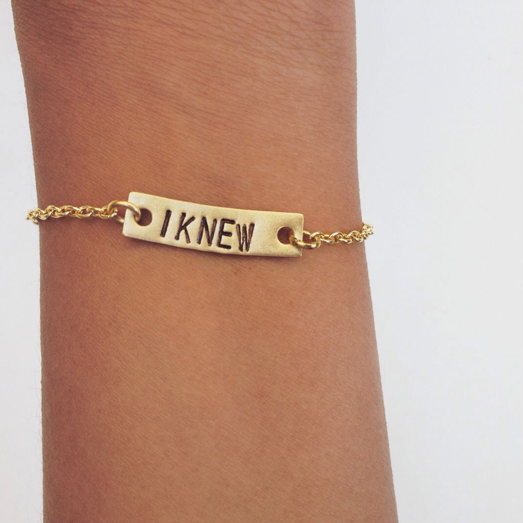 Custom Stamped Name Bracelet Personalized Name Bracelet. Gold Name